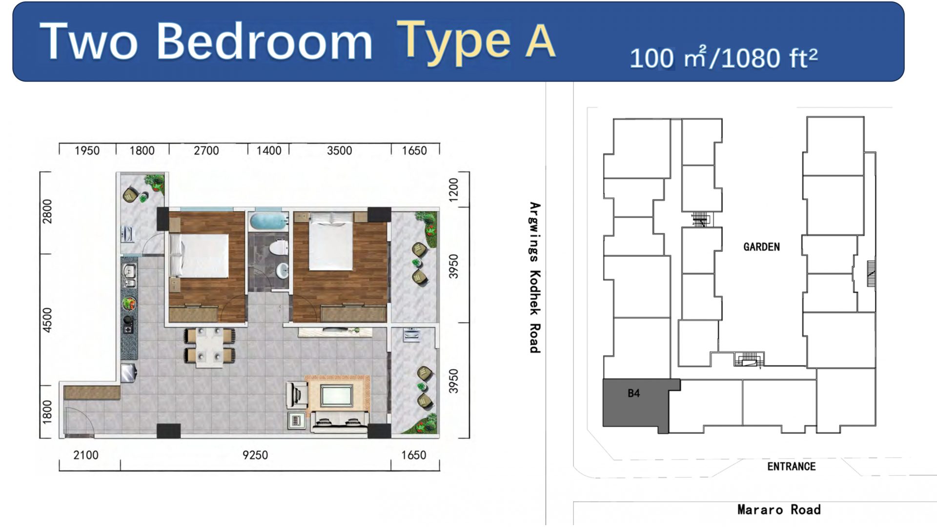 two bedroom floor plan at city oasis homes